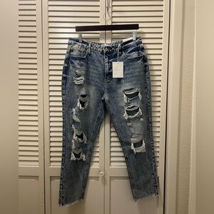 KANCAN Distressed Jeans Women style Acid Wash High Rise
